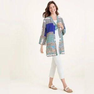 Chico's Patchwork Print Linen Topper Size 0, XS, 4-6